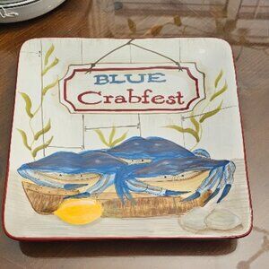 Certified International Square Crab Fest Dish Plate Platter Kate McRostie